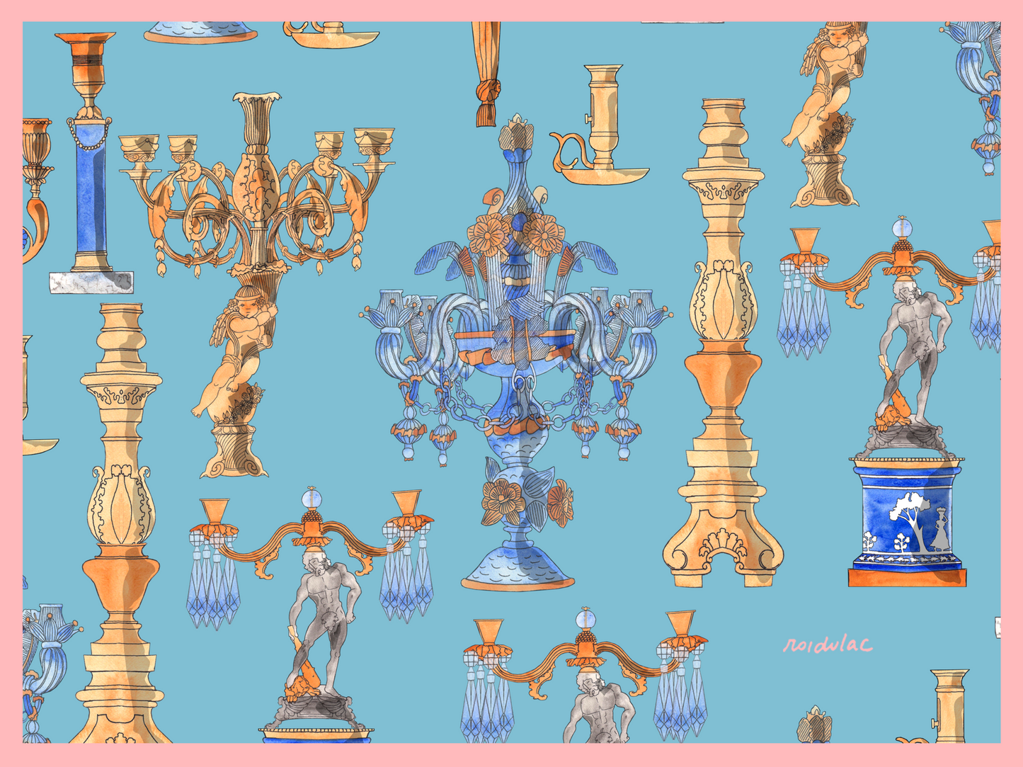 Placemat chandelier light blue