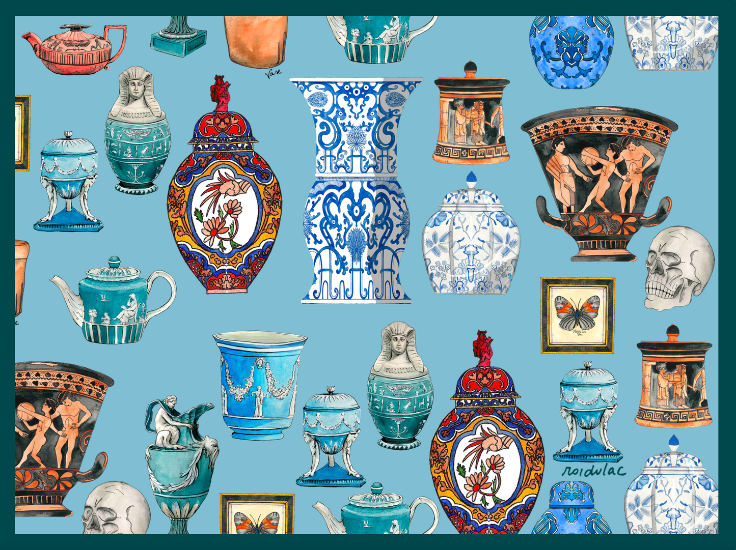 Placemat Vases light blue